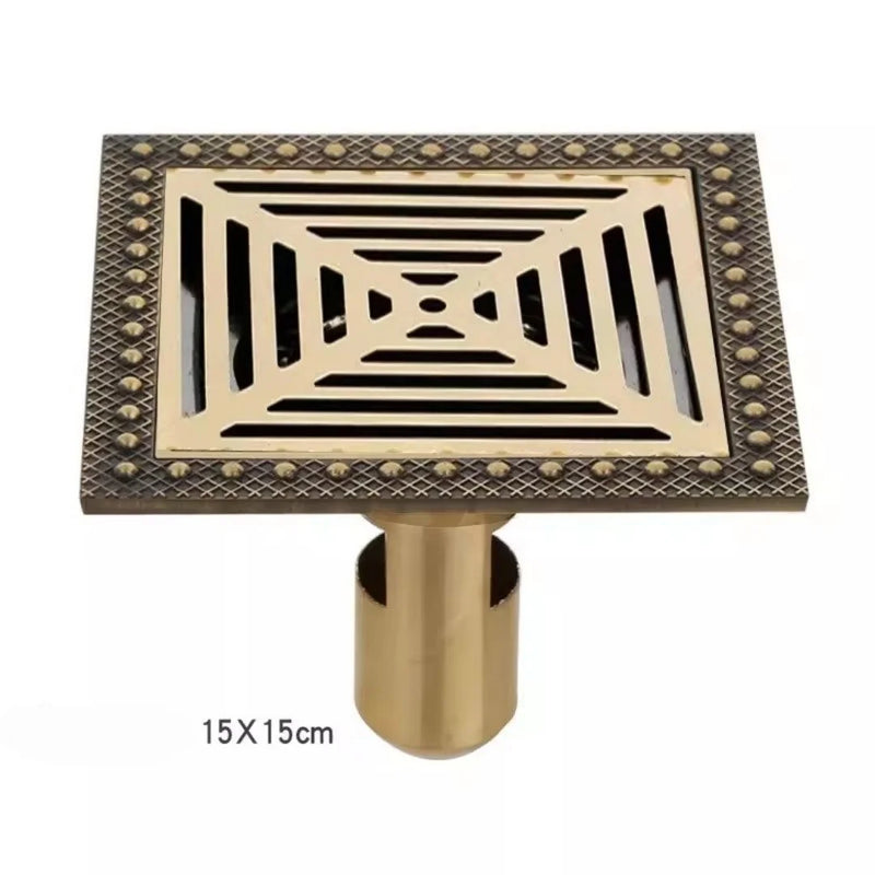 Bonde de Douche Carrée Laiton Sculpté 15 x 15 cm, 3 Motifs