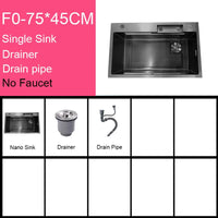 Évier de Cuisine Multifonction Cascade Noir avec Lave-Tasse