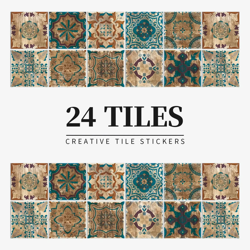 Autocollants Carrelage Adhésifs pour Crédence et Salle de Bain, 26 Motifs, Lot de 24