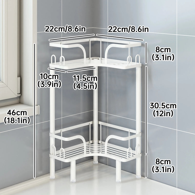 Étagère d'Angle Salle de Bain Métal sur Pied, 2 à 4 Niveaux