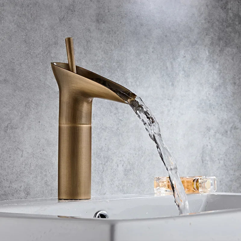 Mitigeur Lavabo Cascade Laiton Bronze Antique