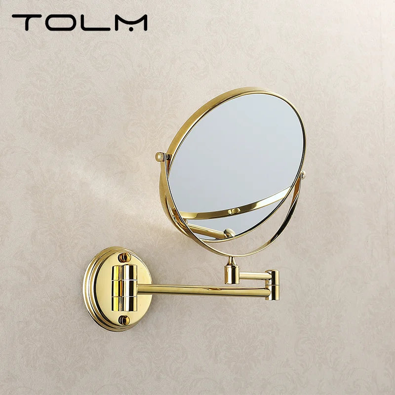 Miroir Grossissant Mural Double Face Doré Extensible