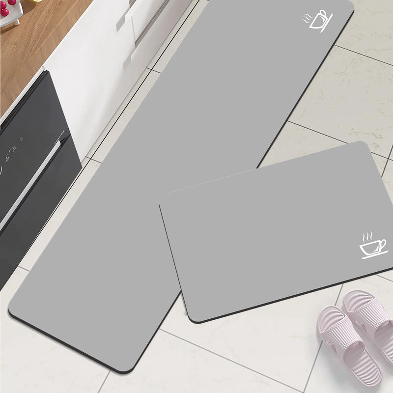 Tapis de Cuisine Antidérapant Absorbant, 4 Motifs, Gris ou Bleu Ardoise