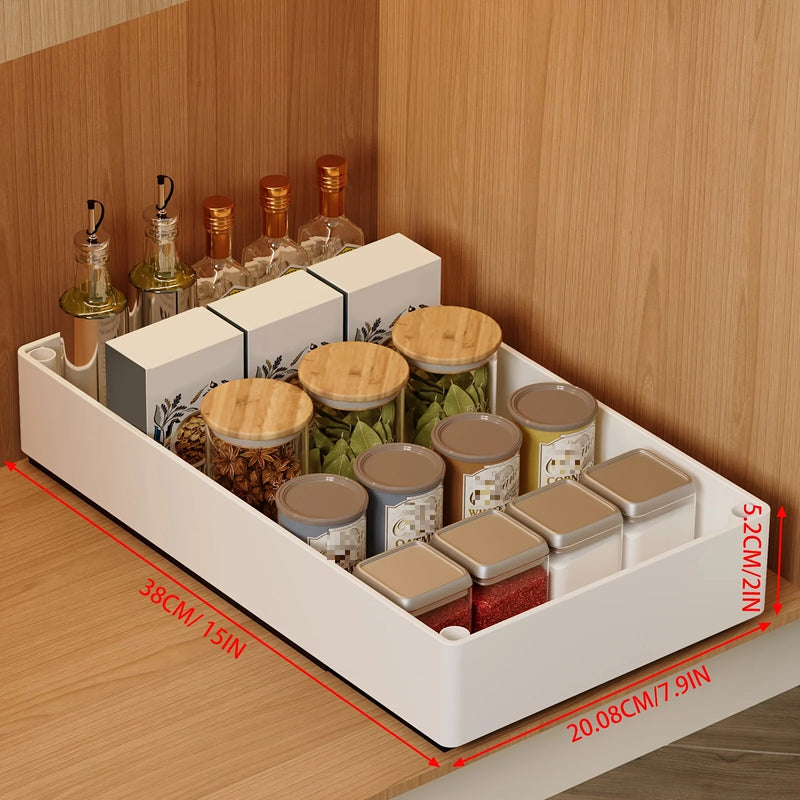 Rangement Coulissant de Placard Cuisine et Salle de Bain, Blanc ou Noir