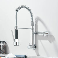 Robinet Cuisine Mural Eau Froide à Ressort Double Bec, 4 Finitions