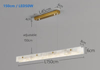 Suspension Cuisine Îlot Linéaire LED en Marbre Naturel, 100 à 150 cm