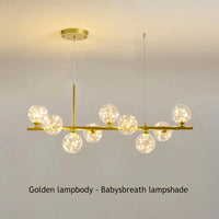 Suspension Cuisine Îlot Globes Verre, 7 à 11 Têtes, Lumière 3 Teintes