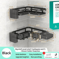 Étagère de Douche d'Angle Sans Perçage Noir ou Blanc, 2 Étagères et Accessoires