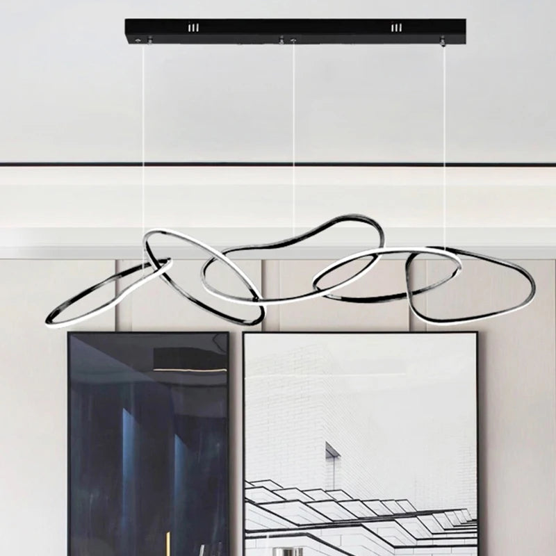Suspension Cuisine LED Anneaux Entrelacés, 80 à 180 cm