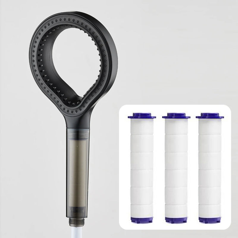 Pommeau de Douche Anneau Creux avec Filtre, Noir, Gris ou Argenté
