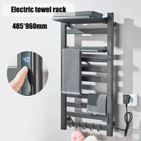Porte-Serviette Chauffant Électrique Noir Tactile Inox