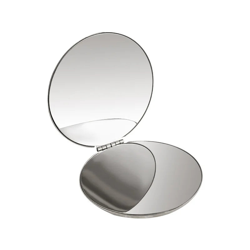 Miroir de Poche Pliant Inox, Rond, Carré ou Lot de 2