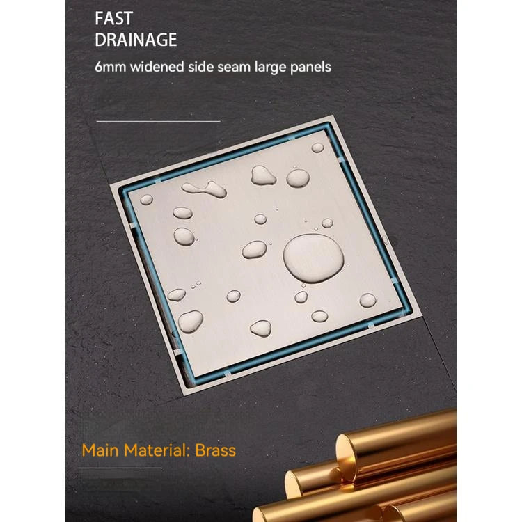 Bonde de Douche Carrée Laiton Anti-Odeur 12 ou 15 cm