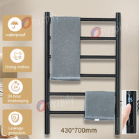 Porte-Serviette Chauffant Électrique Noir Tactile Inox
