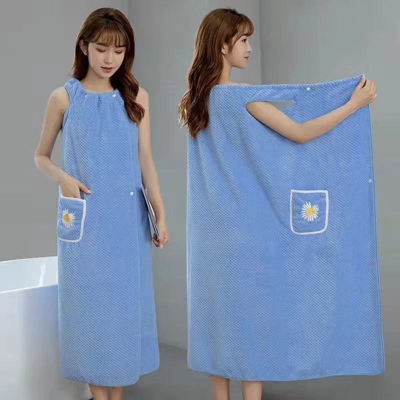 Serviette de Bain Robe pour Femme à Poche Marguerite, 100 x 130 cm
