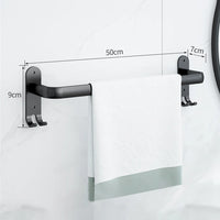 Porte-Serviette Mural Noir Sans Perçage Aluminium 1 à 3 Barres