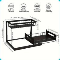 Rangement Sous Évier Coulissant 2 Niveaux Blanc ou Noir, Organisateur d'Armoire
