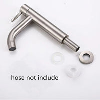Robinet Lave-Main Eau Froide Inox 304, Bec Droit, Noir ou Brossé