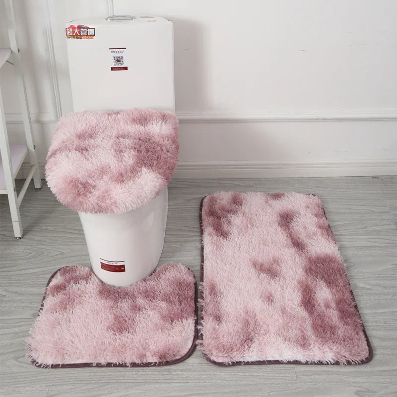 Tapis de Bain 3 Pièces Antidérapant avec Housse WC