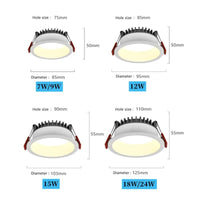 Spot LED Encastrable Cuisine COB Anti-Éblouissement, 7 à 24 W, Blanc ou Noir