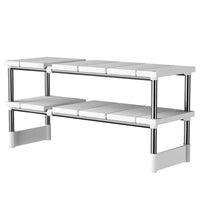 Rangement Sous Évier Extensible Blanc, Étagère 1 ou 2 Niveaux