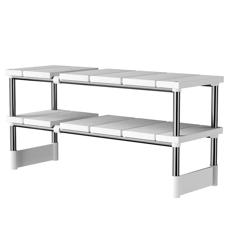 Rangement Sous Évier Extensible Blanc, Étagère 1 ou 2 Niveaux