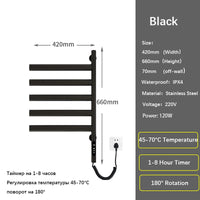 Sèche-Serviette Électrique Mural Rotatif 120 W, Noir, Blanc ou Gris