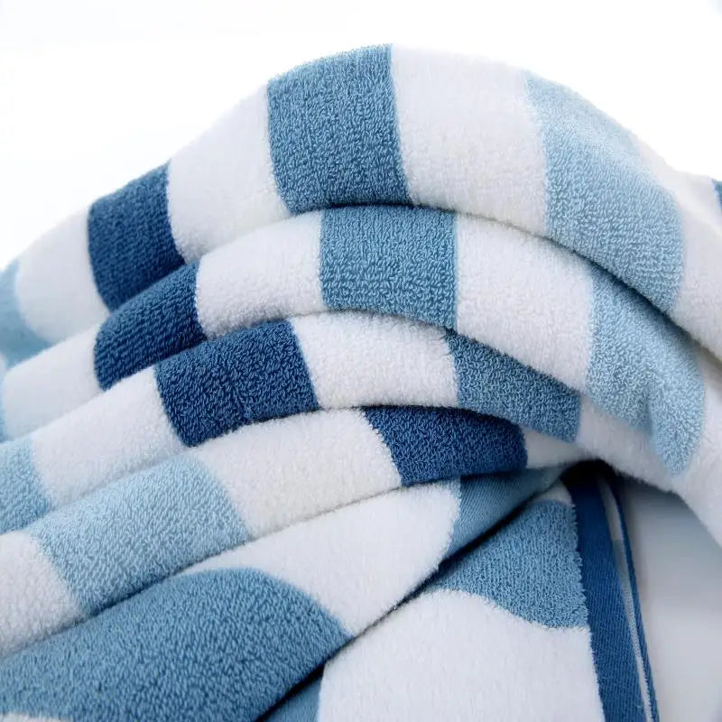 Serviette de Bain Éponge Rayée 70 x 140 cm en 4 Coloris