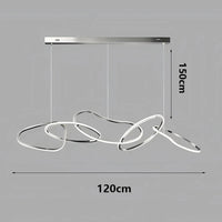 Suspension Cuisine LED Anneaux Entrelacés, 80 à 180 cm