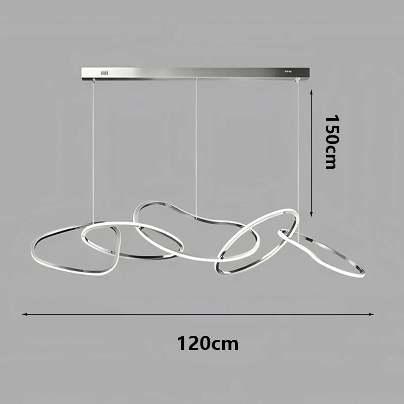 Suspension Cuisine LED Anneaux Entrelacés, 80 à 180 cm