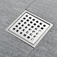 Caniveau de Douche Carré Anti-Odeur Inox 304, Grille 11 ou 15 cm