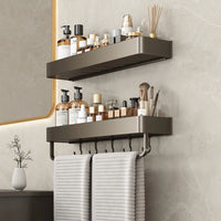 Étagère Salle de Bain Murale Aluminium Noir ou Gris, 30 ou 40 cm