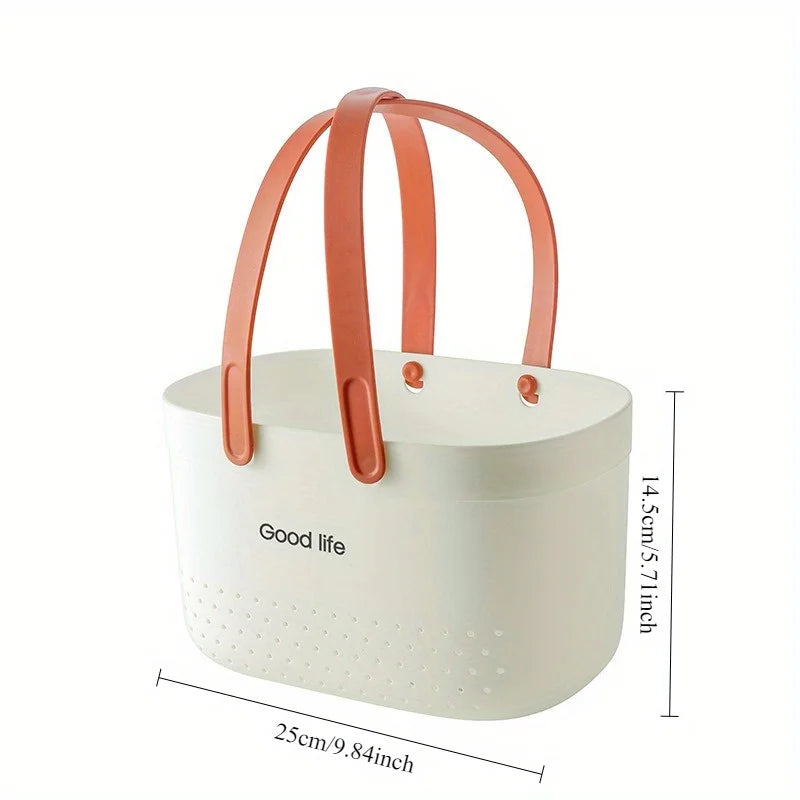 Panier de Douche Portable à Anses 25 cm, Gris, Blanc ou Rose