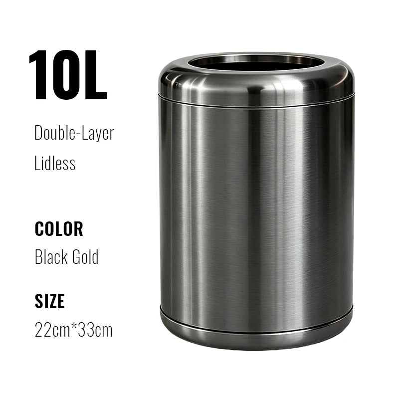 Poubelle de Salle de Bain Luxe Inox Double Couche 8 ou 10 Litres