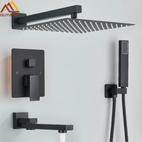 Douche Encastrable Noire Cascade de Pluie avec Bec