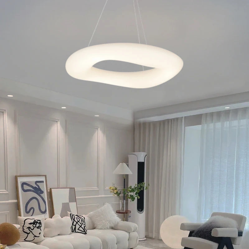 Suspension Cuisine LED Anneau Blanc, Simple ou Double, 60 à 90 cm