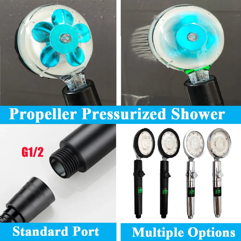Pommeau de Douche LED Affichage Numérique Température Noir