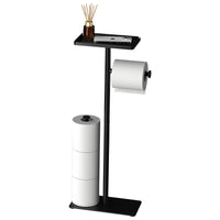 Porte-Papier Toilette sur Pied Noir avec Réserve, avec ou sans Tablette