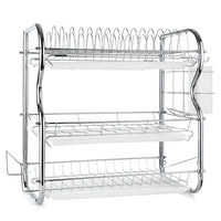 Égouttoir à Vaisselle 3 Niveaux Chromé, Porte-Couverts et Support Planche, 42 cm