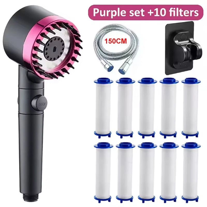 Pommeau de Douche Filtrant Haute Pression Massage avec Filtres, Gris ou Violet