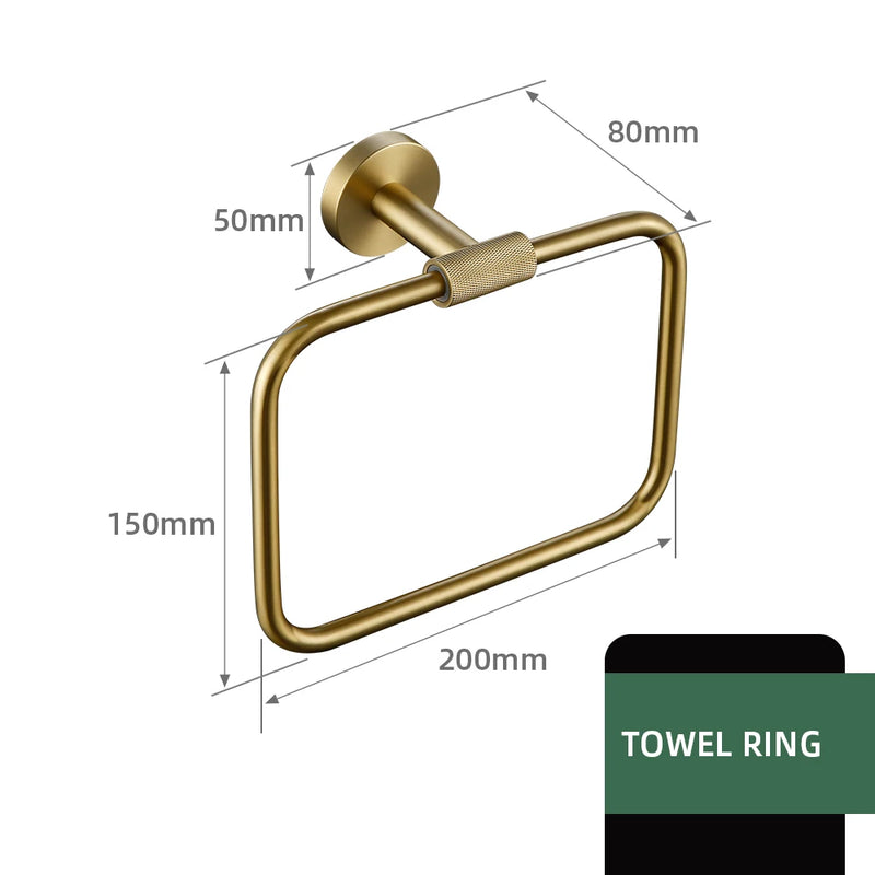Accessoires Salle de Bain Laiton Doré Brossé Moleté à la Pièce, 20 Articles