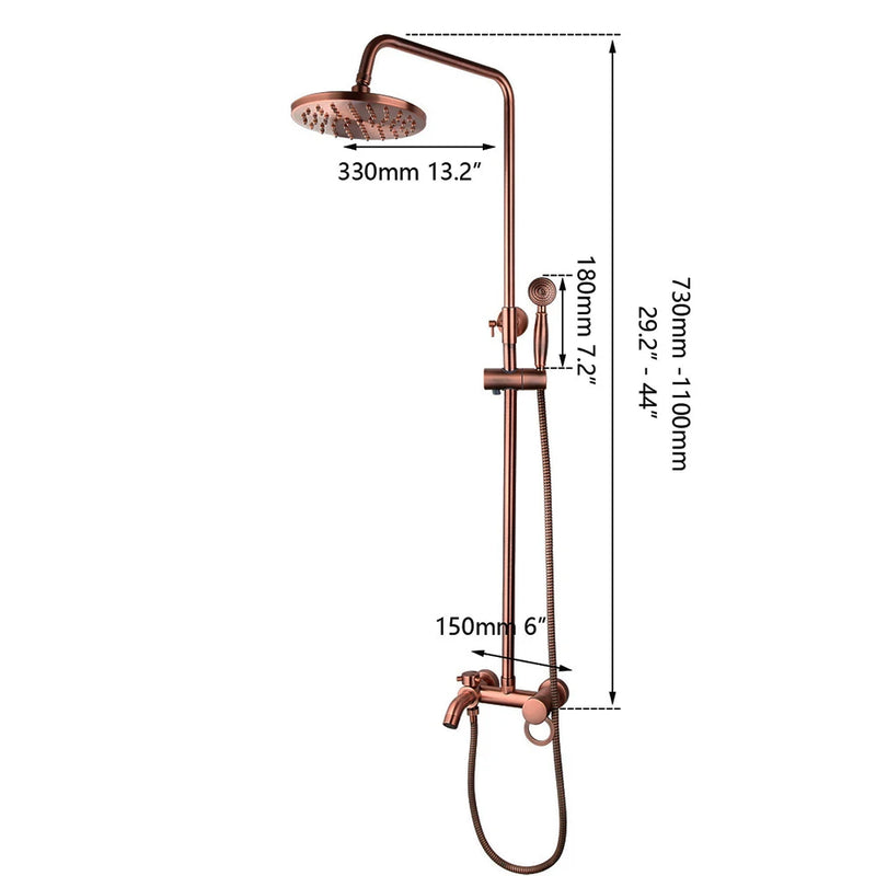 Colonne de Douche Murale Cuivre Antique 20 cm
