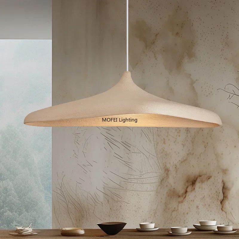Suspension Cuisine Japonaise Wabi-Sabi Beige, Abat-Jour 80 ou 100 cm