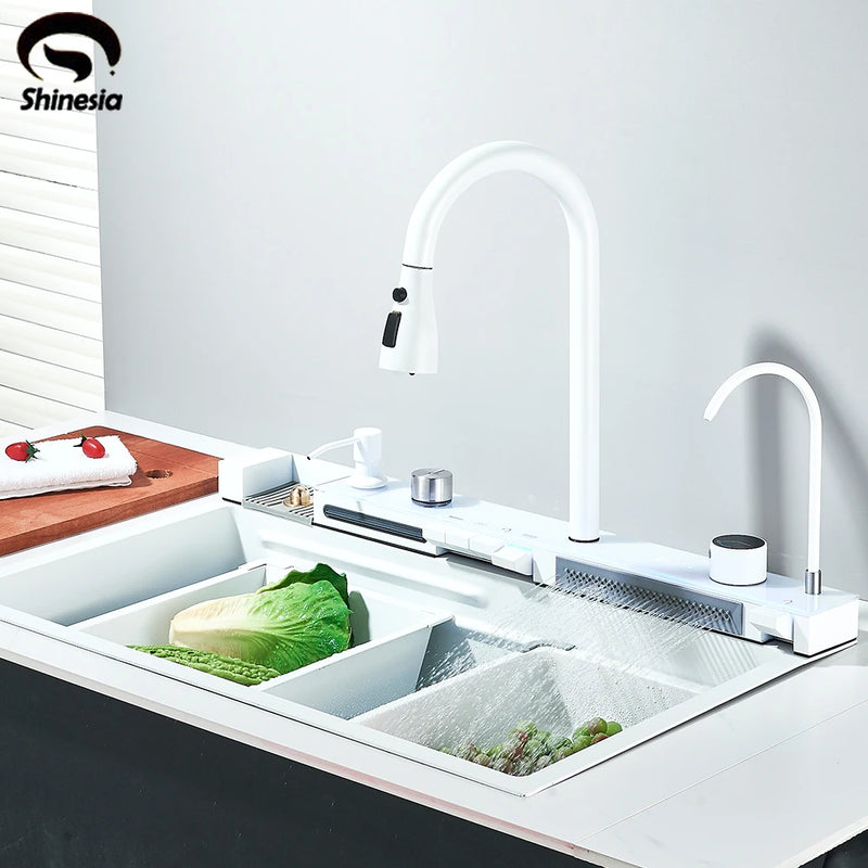 Évier de Cuisine Cascade Digital avec Distributeur de Savon