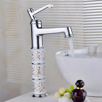 Mitigeur Lavabo Haut Céramique Blanche Motif Doré