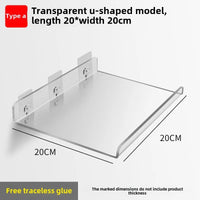 Étagère Salle de Bain Murale en Acrylique Transparente, Sans Perçage
