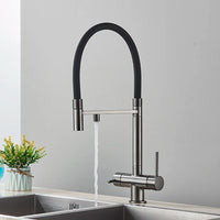 Mitigeur Cuisine 3 Voies Eau Filtrée Col Souple ou Ressort, 5 Finitions