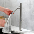 Mitigeur Cuisine Rabattable Inox Brossé ou Gris, Bec Orientable 360°, 42 cm