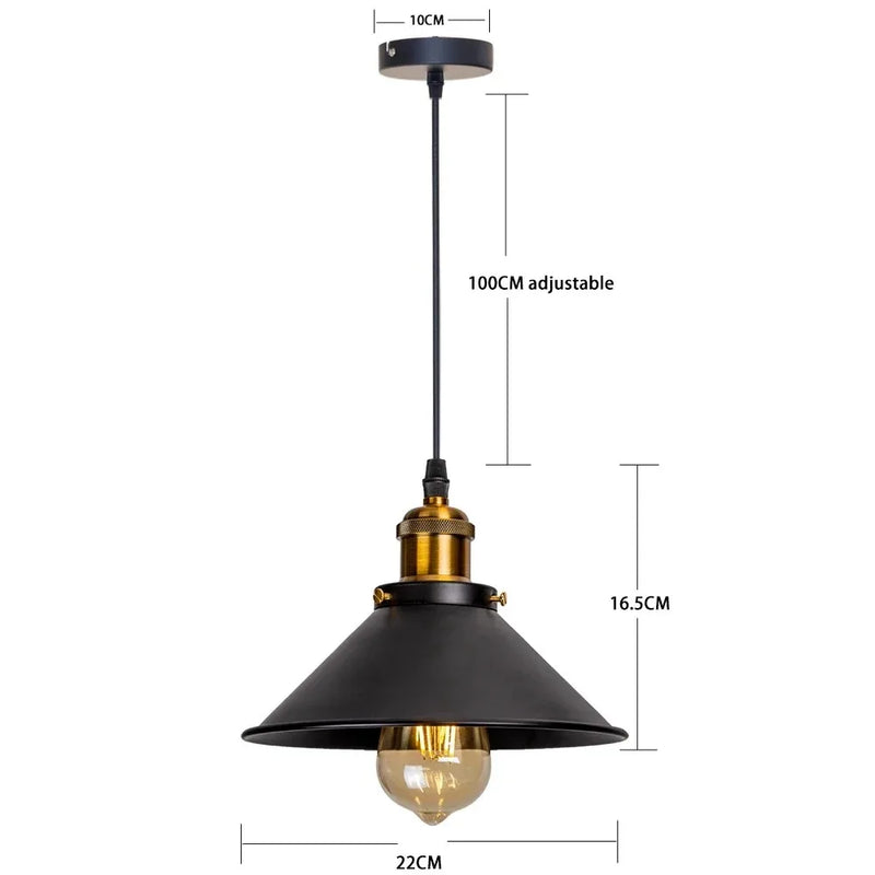 Suspension Cuisine Industrielle Noir et Doré, Plafonnier ou Applique, 22 cm