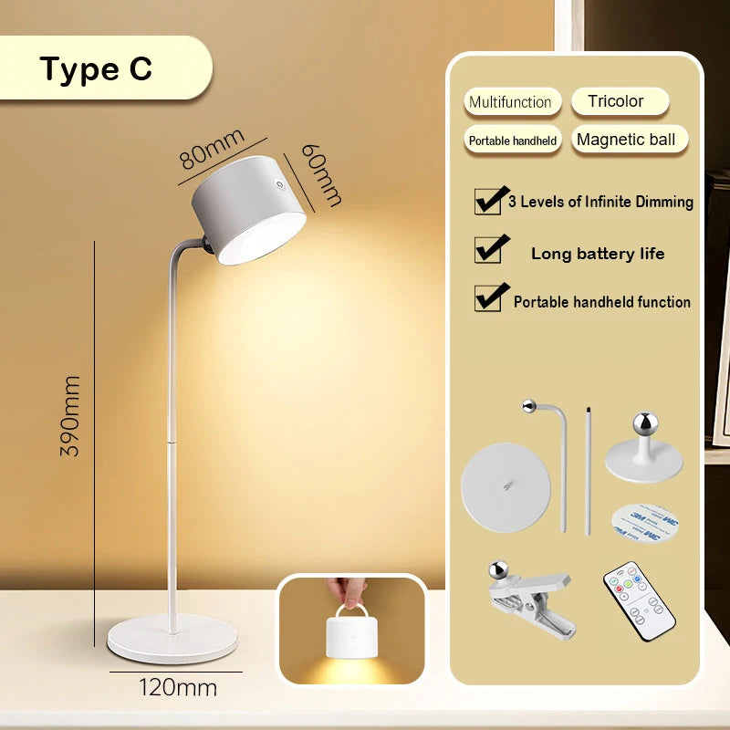 Lampe de Table Sans Fil Rechargeable Tactile avec Télécommande, Magnétique